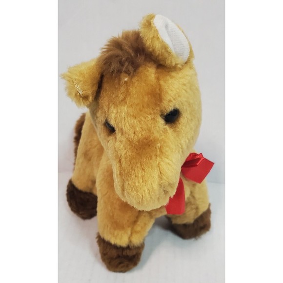 Brooklyn Doll Toy Horse Pony Plush Brown With Red Bow Stuffed Animal Toy 9" - Picture 2 of 6